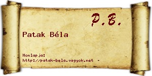 Patak Béla névjegykártya
