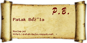 Patak Béla névjegykártya